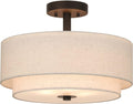 Drum Semi Flush Light 3-Light Dark Bronze Semi Flush Ceiling Fixture