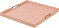 24x24 in Extra Large Champagne Faux Leather Ottoman Tray - Versatile