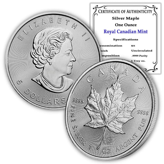 1 oz Canadian Silver Maple Leaf Coin Brilliant Uncirculated Quality