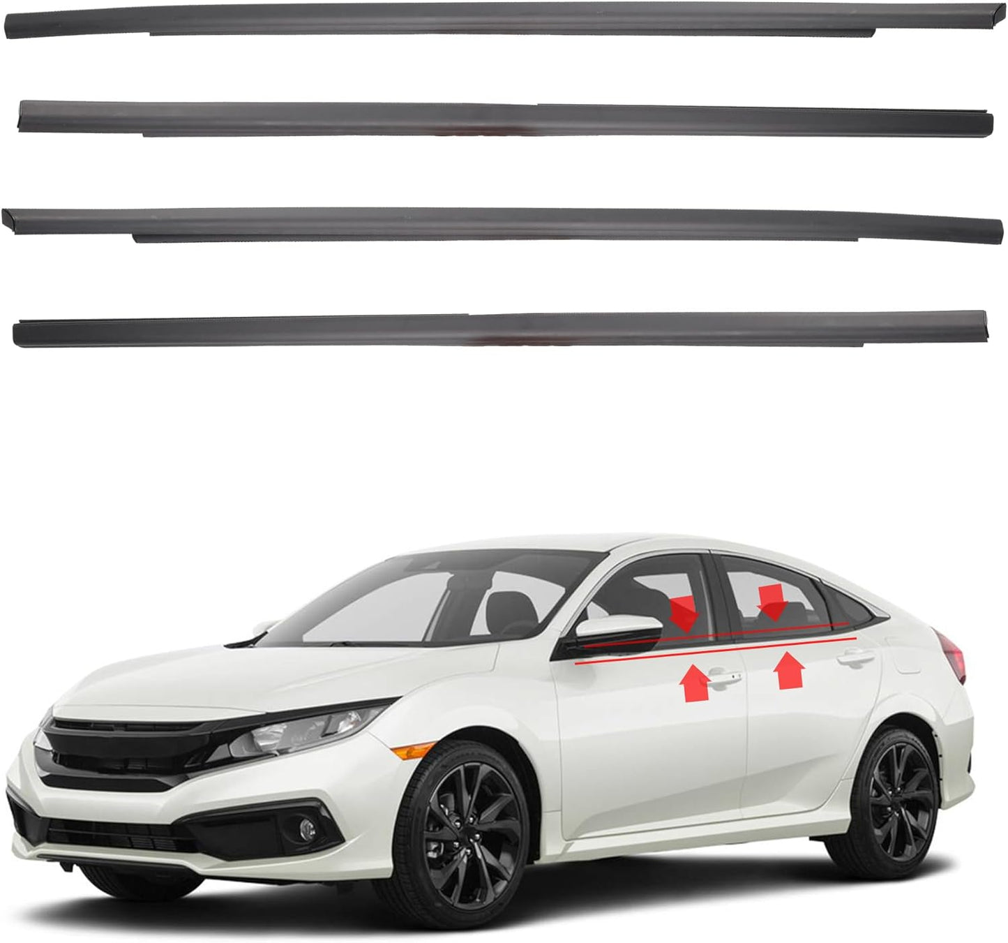 Dasbecan Weatherstrip Window Molding Trim Seal for Honda Civic