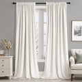 Ivory Velvet Blackout Curtains 84 in Panels - Thermal, Heavy Drapes