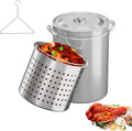44QT Turkey Fryer Pot with Steamer Basket & Lid - Heavy Duty Stainless
