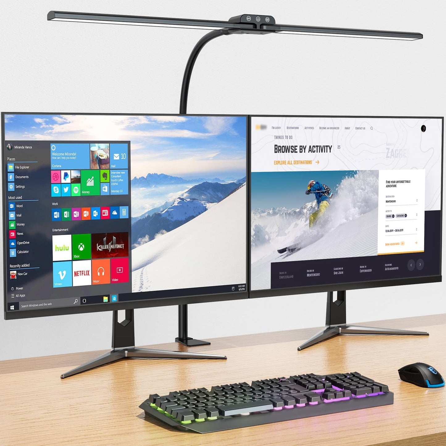 KableRika Double Head LED Desk Lamp - Eye-Caring & Bright