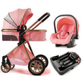 3 in 1 Baby Travel System Infant Stroller - Reversible Foldable (Pink)