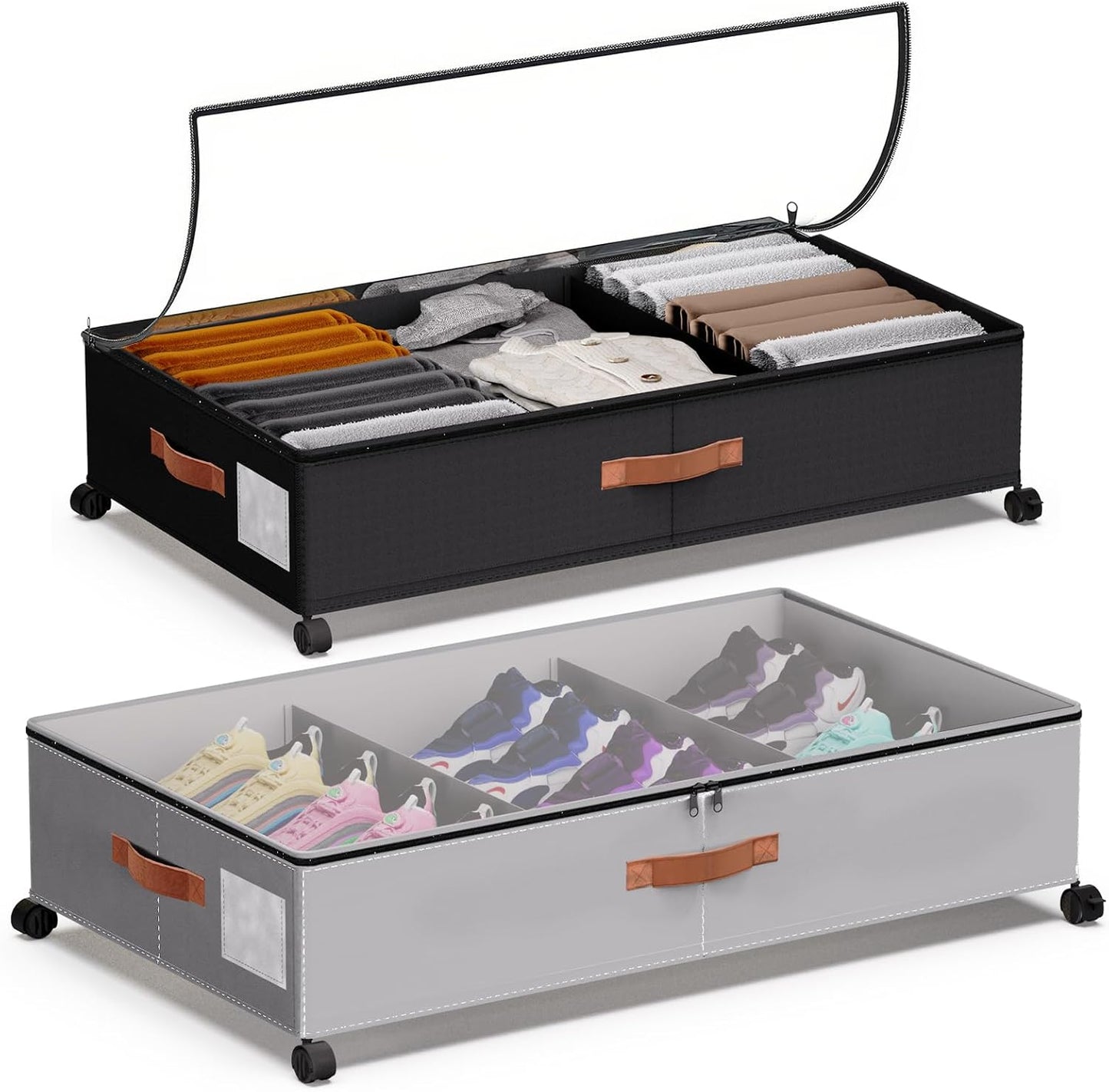 Under Bed Storage with Wheels - XXL 66L Rolling Containers