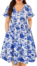 RITERA Plus Size Dresses for Curvy Women - Comfortable V Neck A-Line