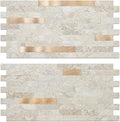 Faux Stone Peel and Stick Backsplash Tiles - Beige Marble Look