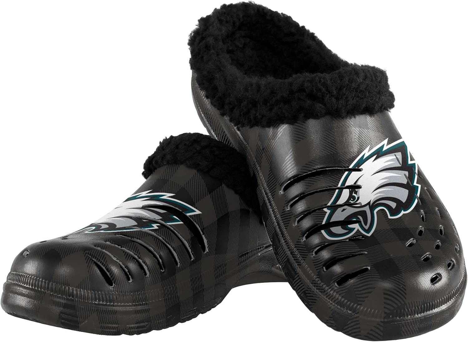 NFL Team Logo Sherpa Lined Buffalo Check Clogs for Men 55ft60