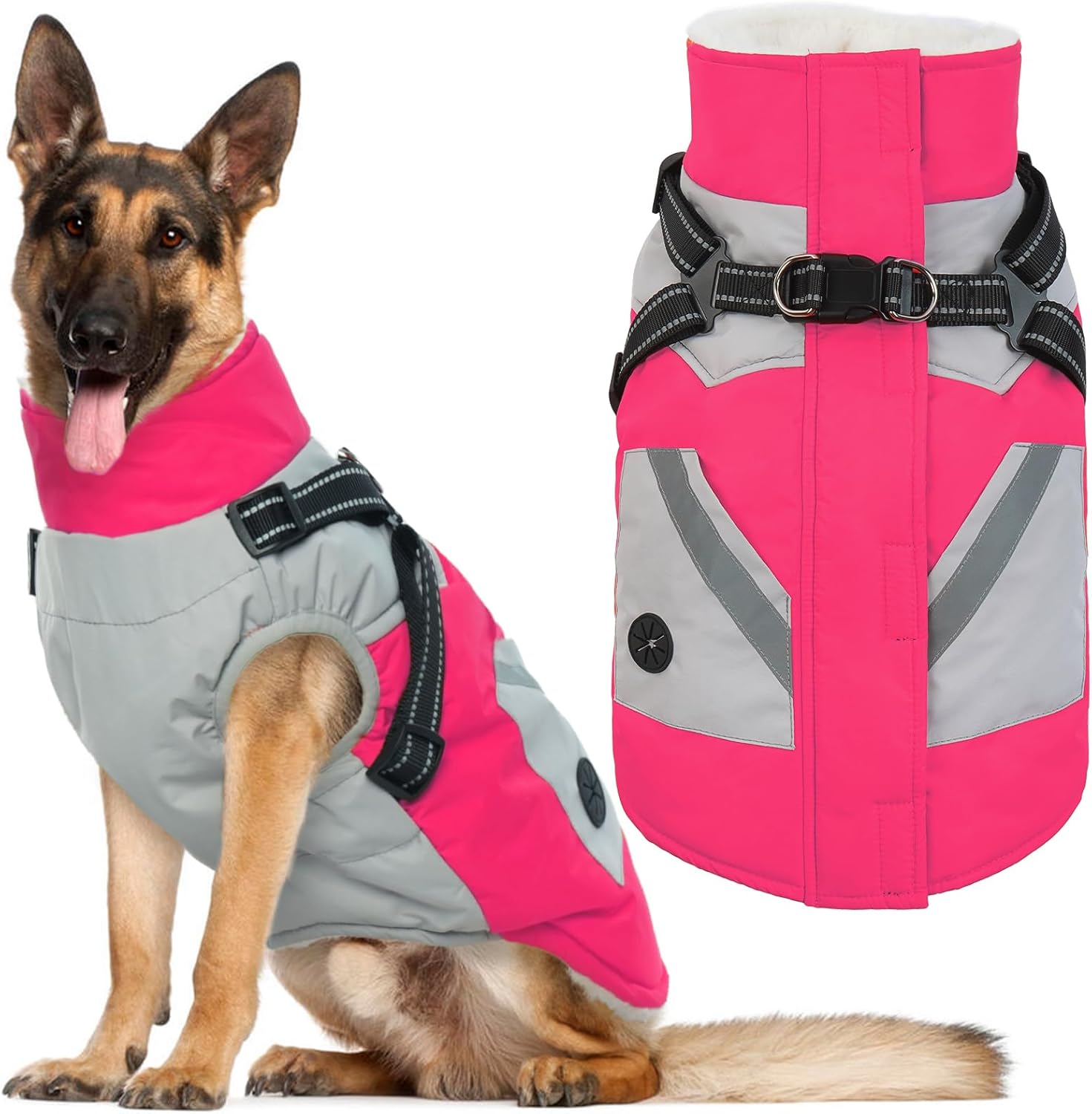 IECOii Dog Winter Coat with Harness for Large Dogs, XXXL Size