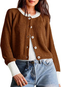 Cropped Color Block Cardigan Sweater - Cozy Lightweight Layer