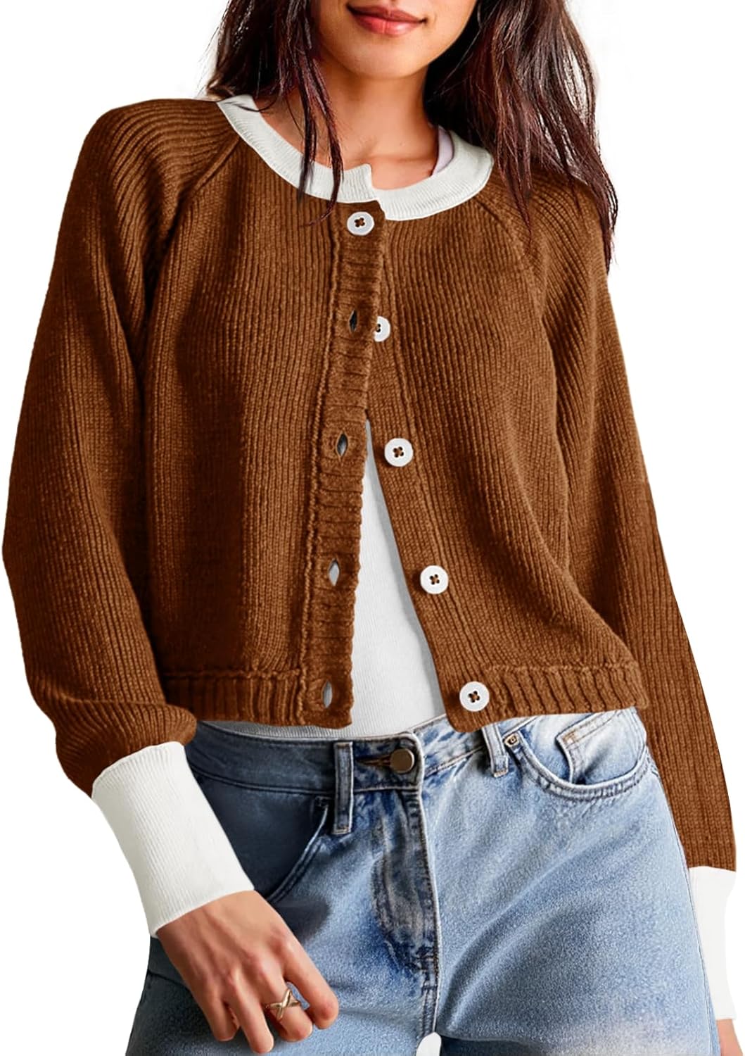 Saodimallsu Womens Cropped Cardigan Sweaters for Fall Style