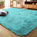 Ultra Soft Indoor Modern Area Rug 6x9 ft - Fluffy Blue, Cozy Comfort