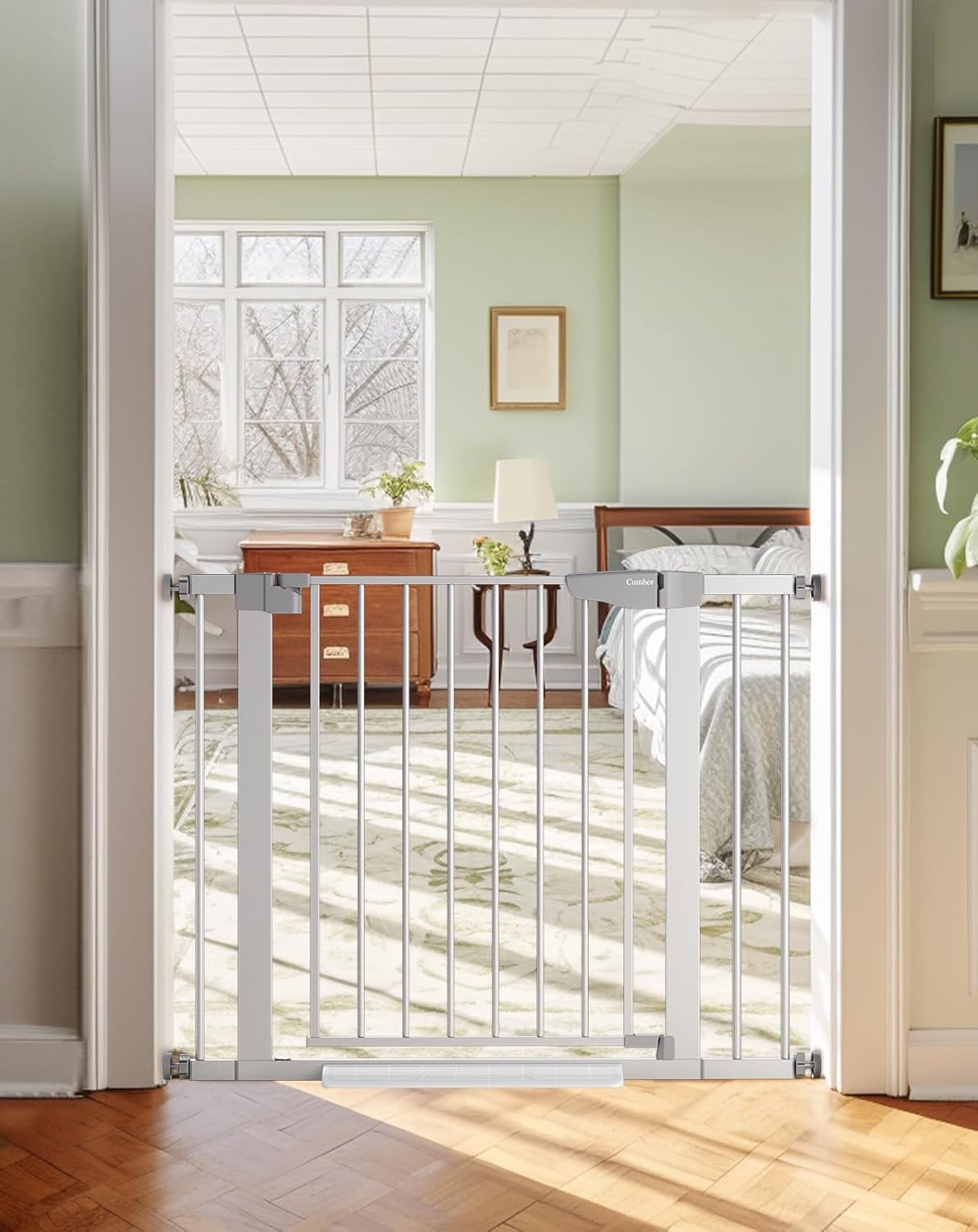 Cumbor Baby Gate for Stairs - Safety Child Gate with Walk-Thru
