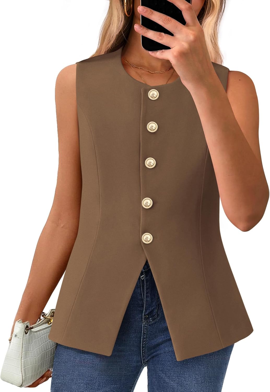BTFBM Summer Sleeveless Blazer Vest for Women - Stylish Workwear