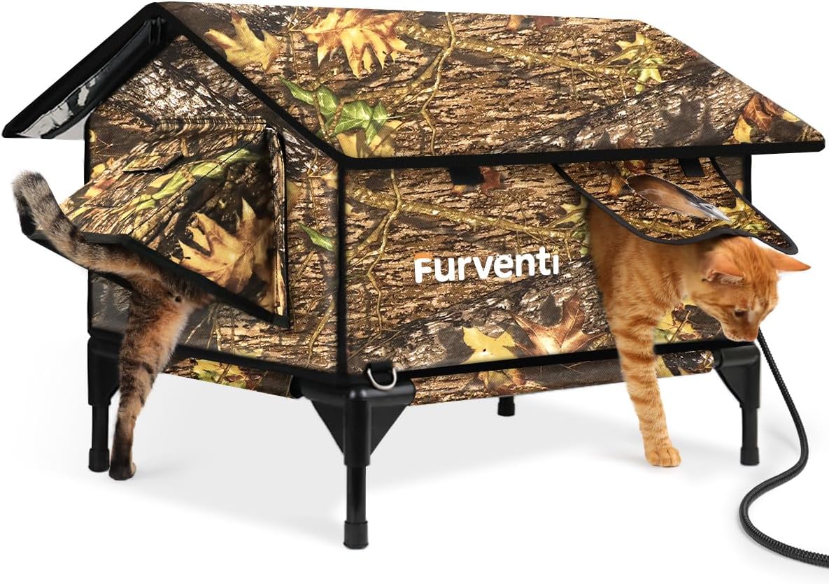 Heated Cat House for Outside - Weatherproof Insulated Shelter