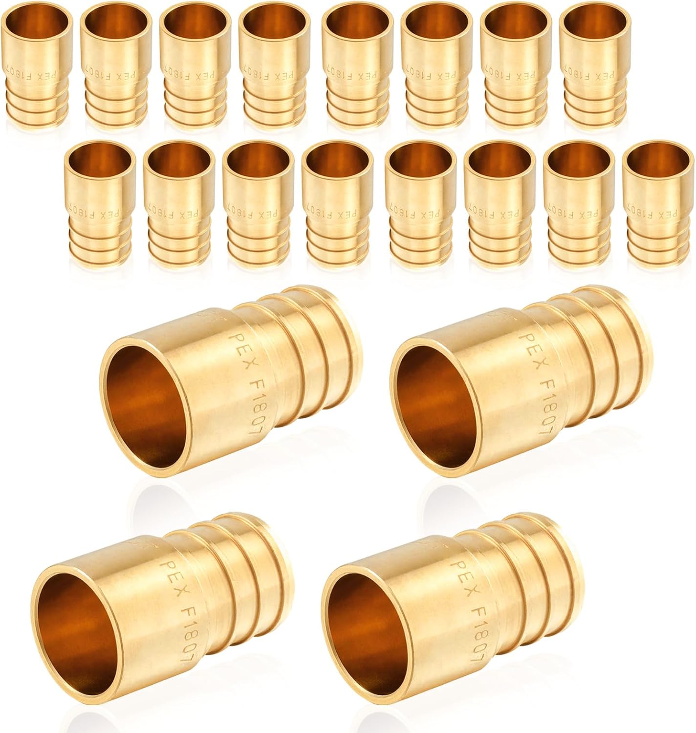 20-Pack PEX Fittings for Copper Tube, Brass Crimp Adapters