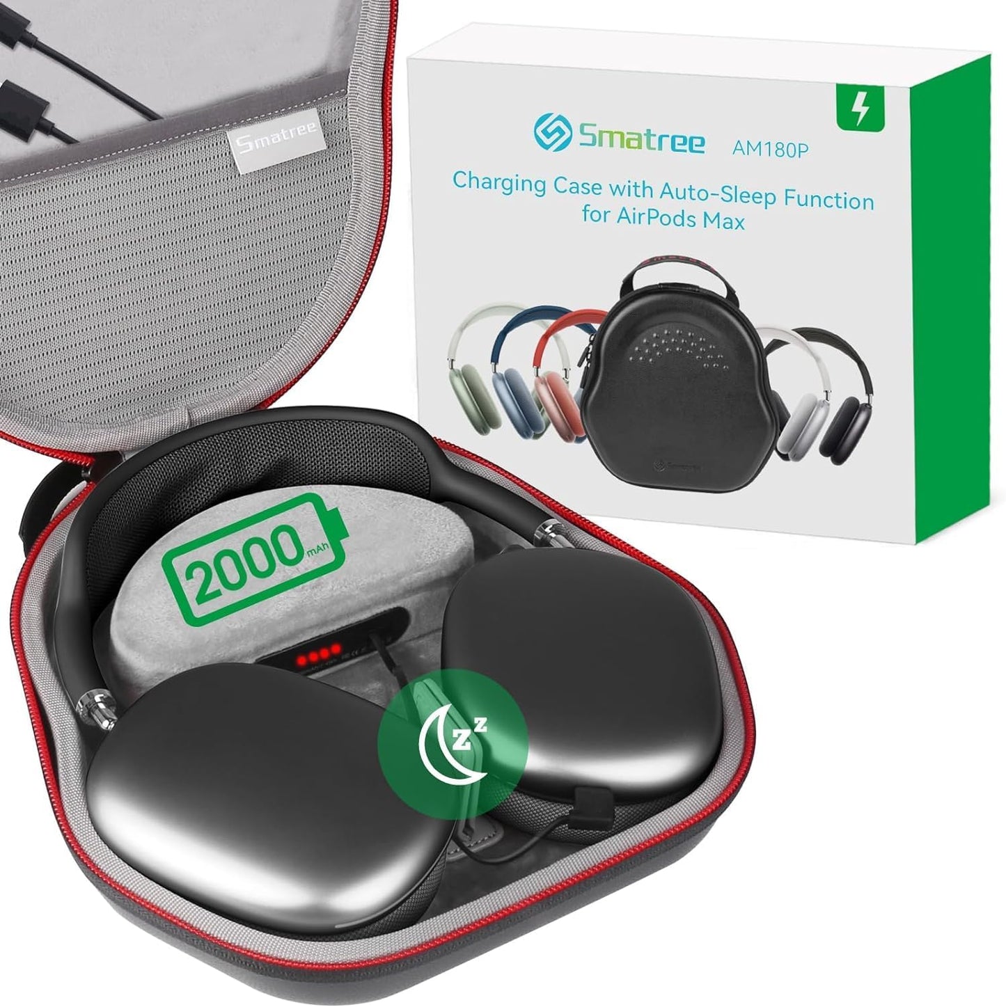 Smatree Charging Case for AirPods Max with USB-C and Sleep Mode