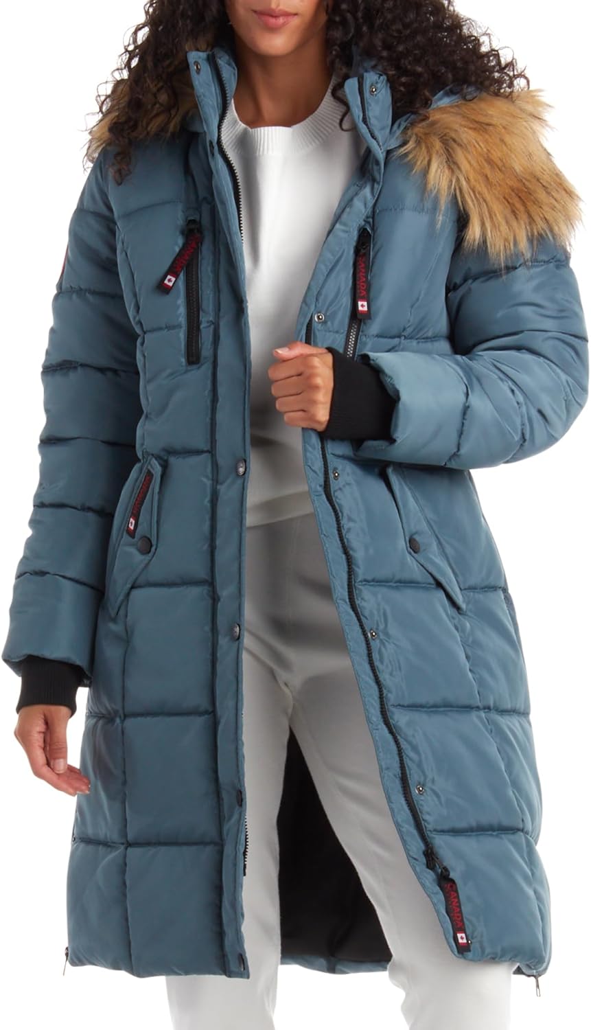Womens Long Puffer Coat - Heavyweight Wind Water Resistant Parka
