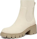 Athlefit Women's Chelsea Platform Ankle Boots - Comfortable Lug Sole