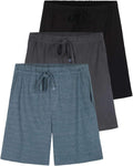 Mens Cotton Ultra-Soft Knit Sleep Pajama Shorts 3-Pack - Lightweight