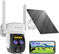 Solar Camera Outdoor Wireless 2K UHD Dual Cameras with 10 Zoom