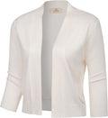 3/4 Sleeve Cropped Cardigan Knit Sweater - Lightweight