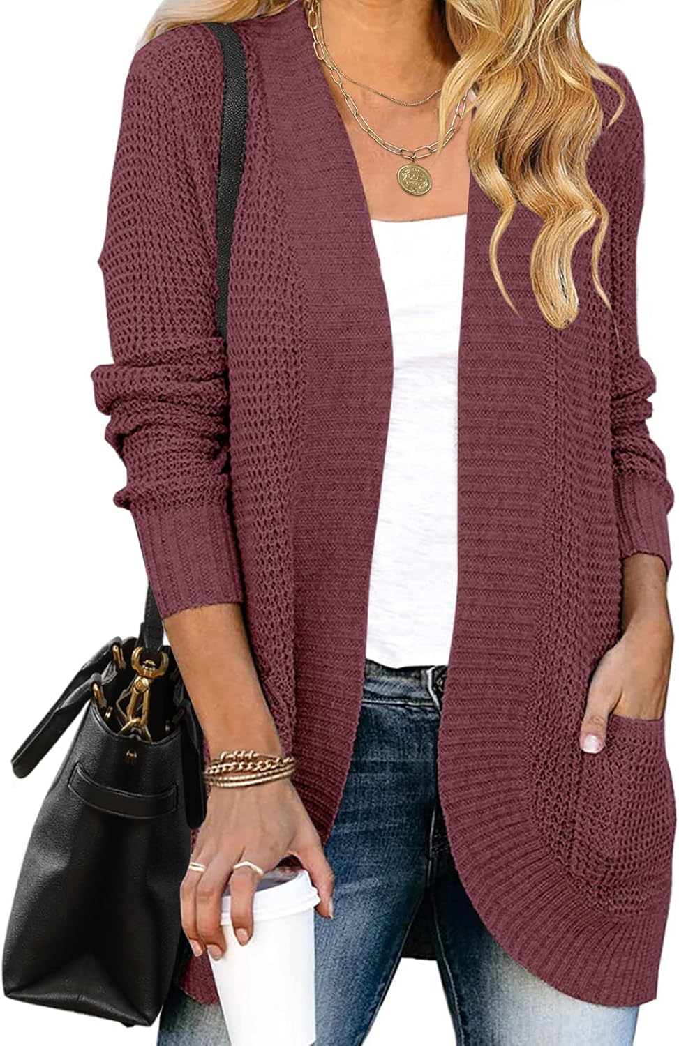 MEROKEETY Womens Long Sleeve Open Front Cardigans for Fall