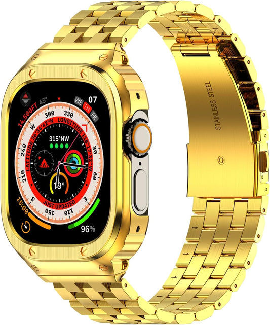 Gold Metal Band & Bumper for Apple Watch Ultra - Amznew