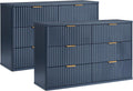 LEYAOYAO Fluted 6 Drawers Dresser Set of 2 for Storage
