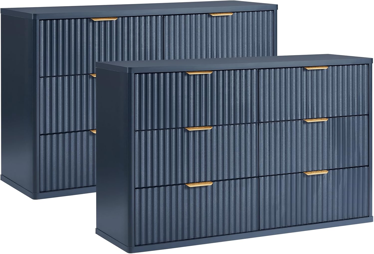 LEYAOYAO Fluted 6 Drawers Dresser Set of 2 for Storage