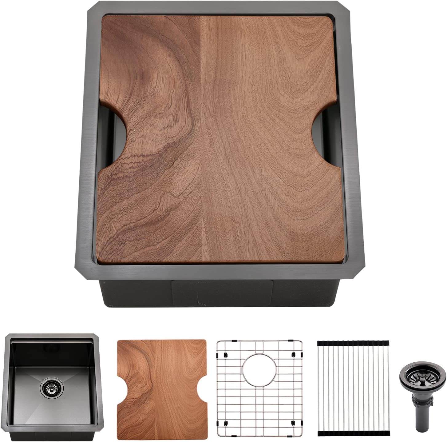 Black Undermount Bar Sink: Premium 15 x 17 Inch Stainless Steel