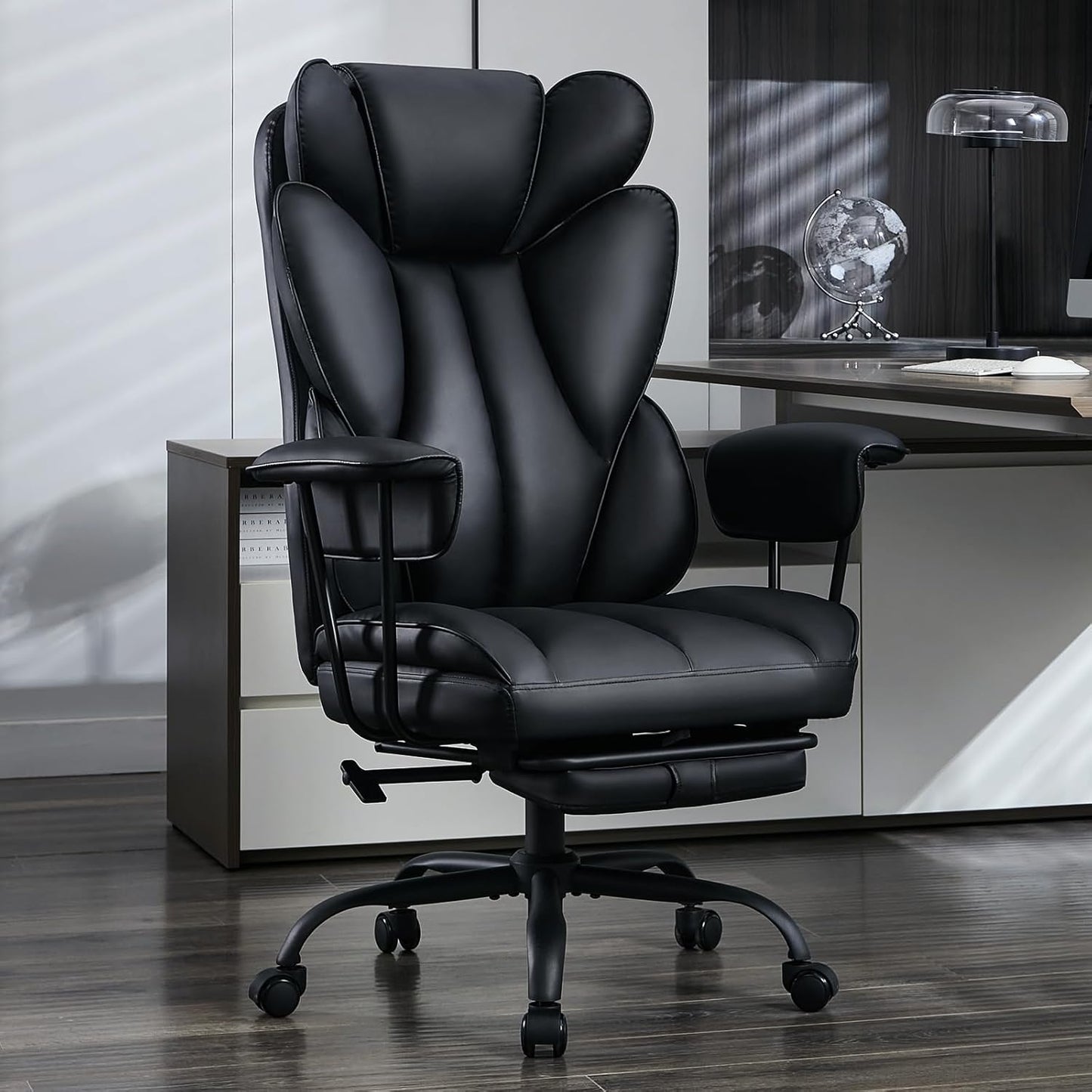 Big and Tall Office Desk Chair with Footrest for Heavy People