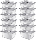 Mifoci 12 Pack Stainless Steam Hotel Pan 1/2 Size x 6in - Durable