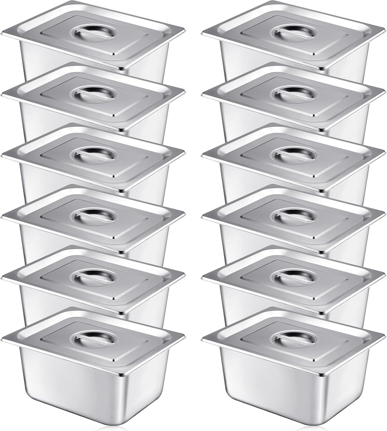 Mifoci 12 Pack Stainless Steel Steam Table Pan with Lid 1/2 Size