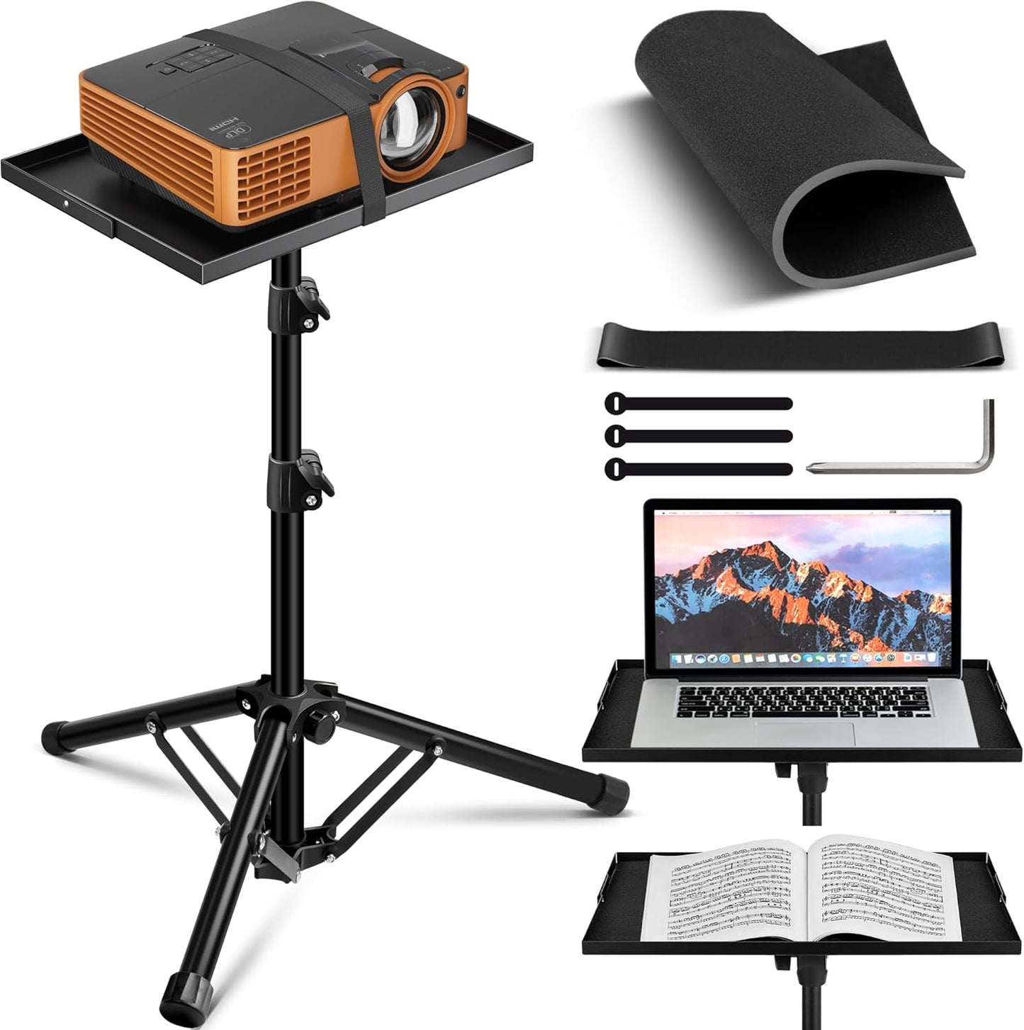 CAHAYA Foldable Projector Stand: Adjustable Height & Rotatable Base