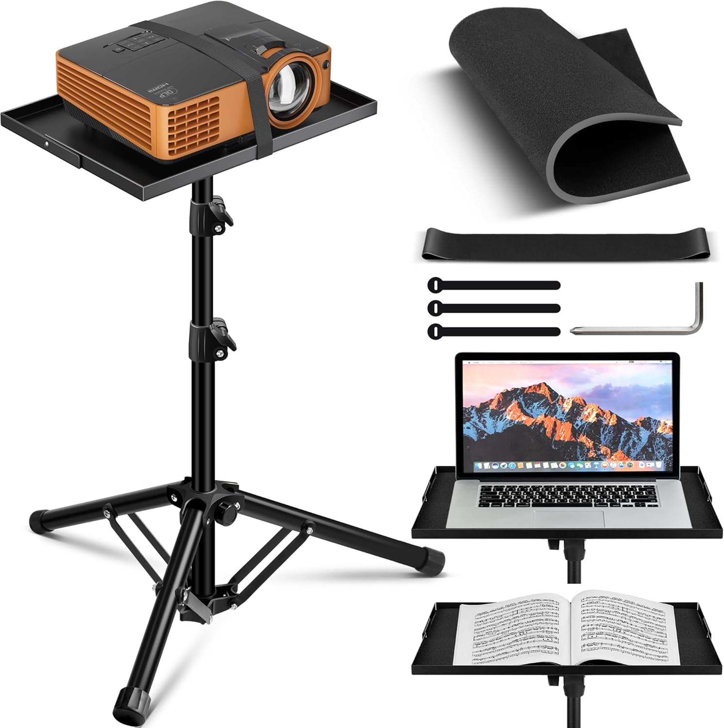 CAHAYA Foldable Projector Stand: Adjustable Height & Rotatable Base