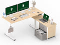 55 in L Shaped Standing Desk with Drawers and Shelves - Large Corner