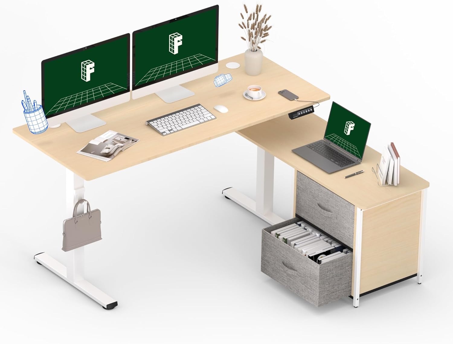FLEXISPOT L-Shaped Standing Desk - Home Office Efficiency
