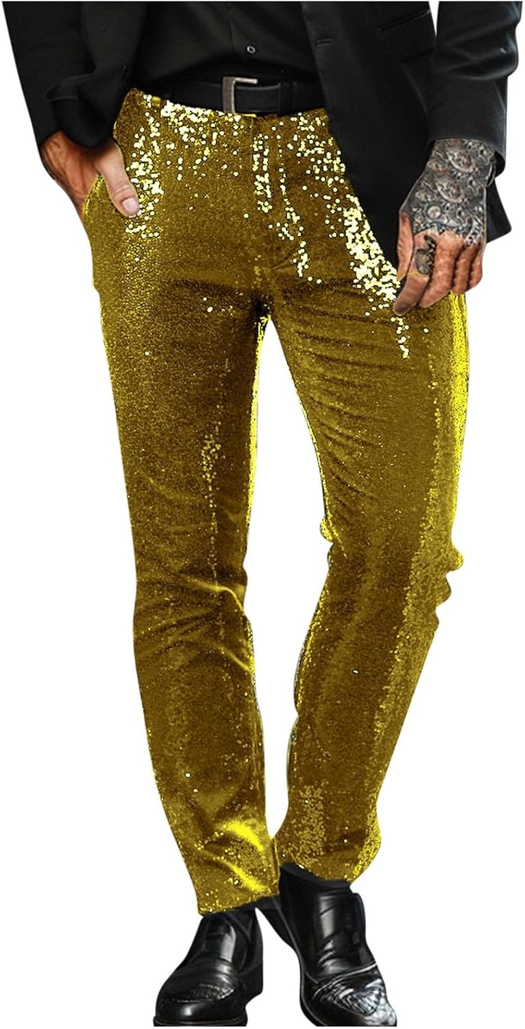 Shiny Vintage Sequin Party Pants for Men