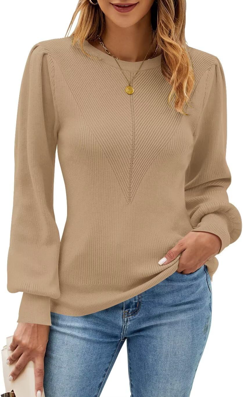 FEKOAFE Womens Sweaters Casual Long Sleeve Pullover Tops