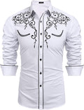 COOFANDY Men's Western Cowboy Embroidered Long Sleeve (Style LSJ1)