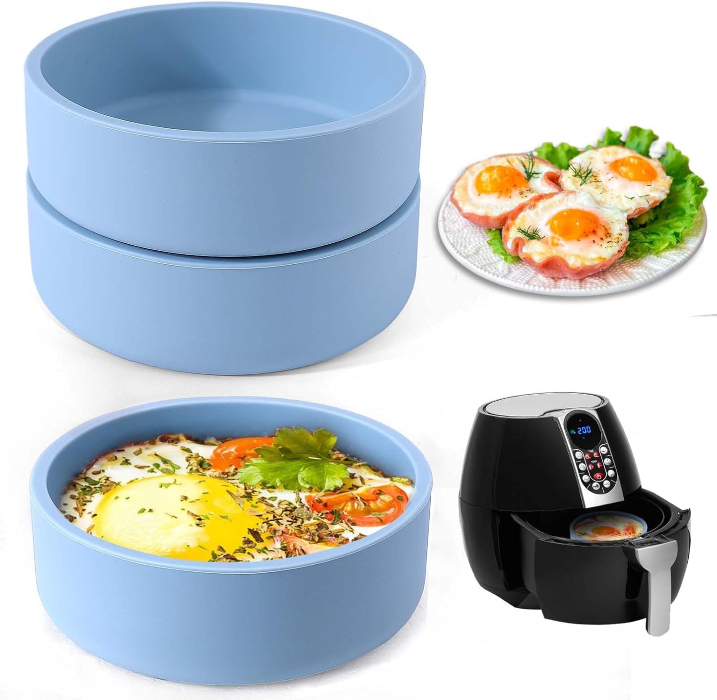 Nonstick Silicone Air Fryer Egg Bites Pan - 3 Pcs Set