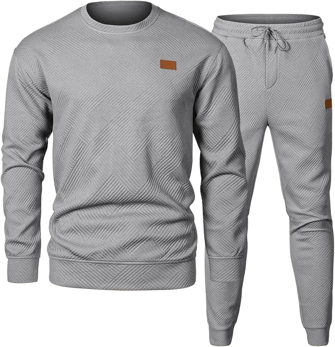 JMIERR Mens 2 Piece Outfits Knit Jacquard Pullover Tracksuit