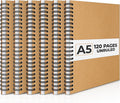Blank Spiral Notebook 6 Pack, 5.8 x 8.3 in - Durable Kraft Hardcover