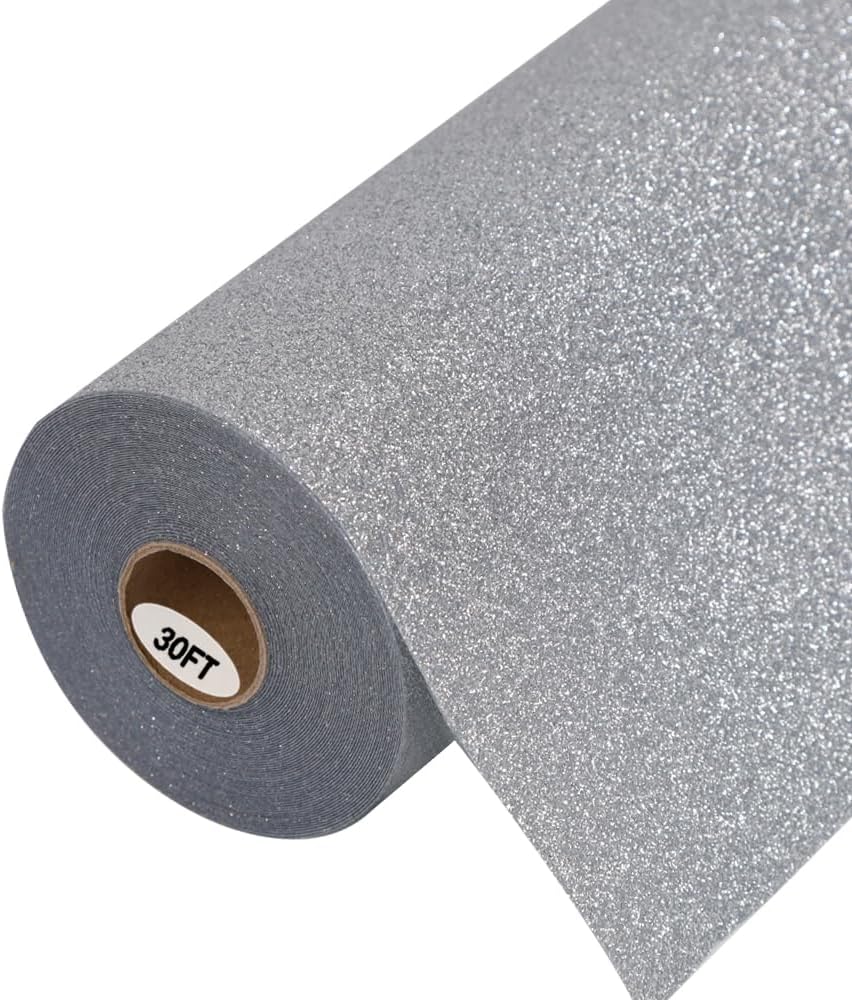 Glitter Silver Heat Transfer Vinyl Rolls for Creative Projects