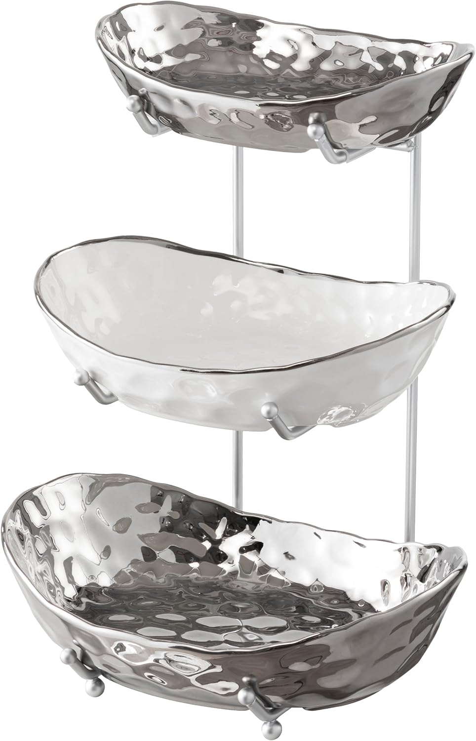 Elegant 3 Tier Ceramic Fruit Bowl for Kitchen Counter Storage