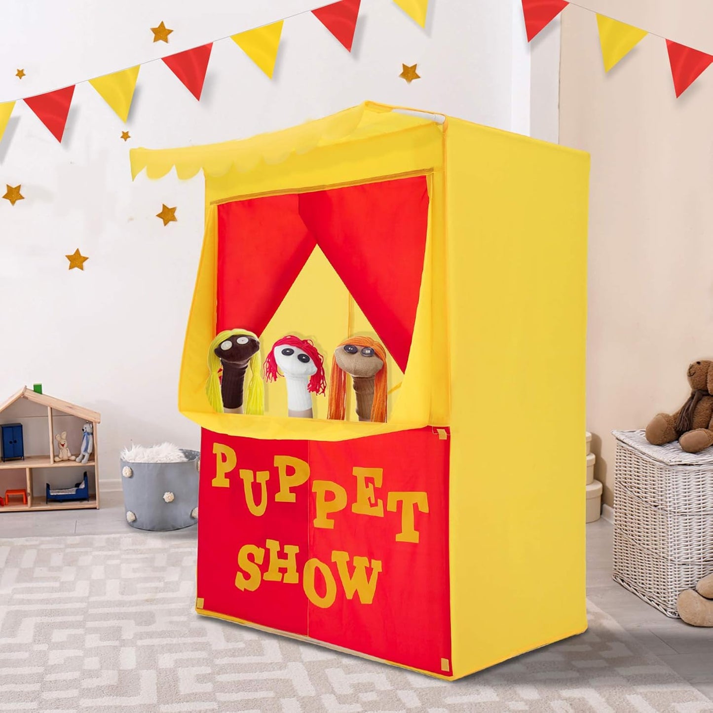 Alvantor Lemonade Stand Puppet Show Theater for Kids Playtime