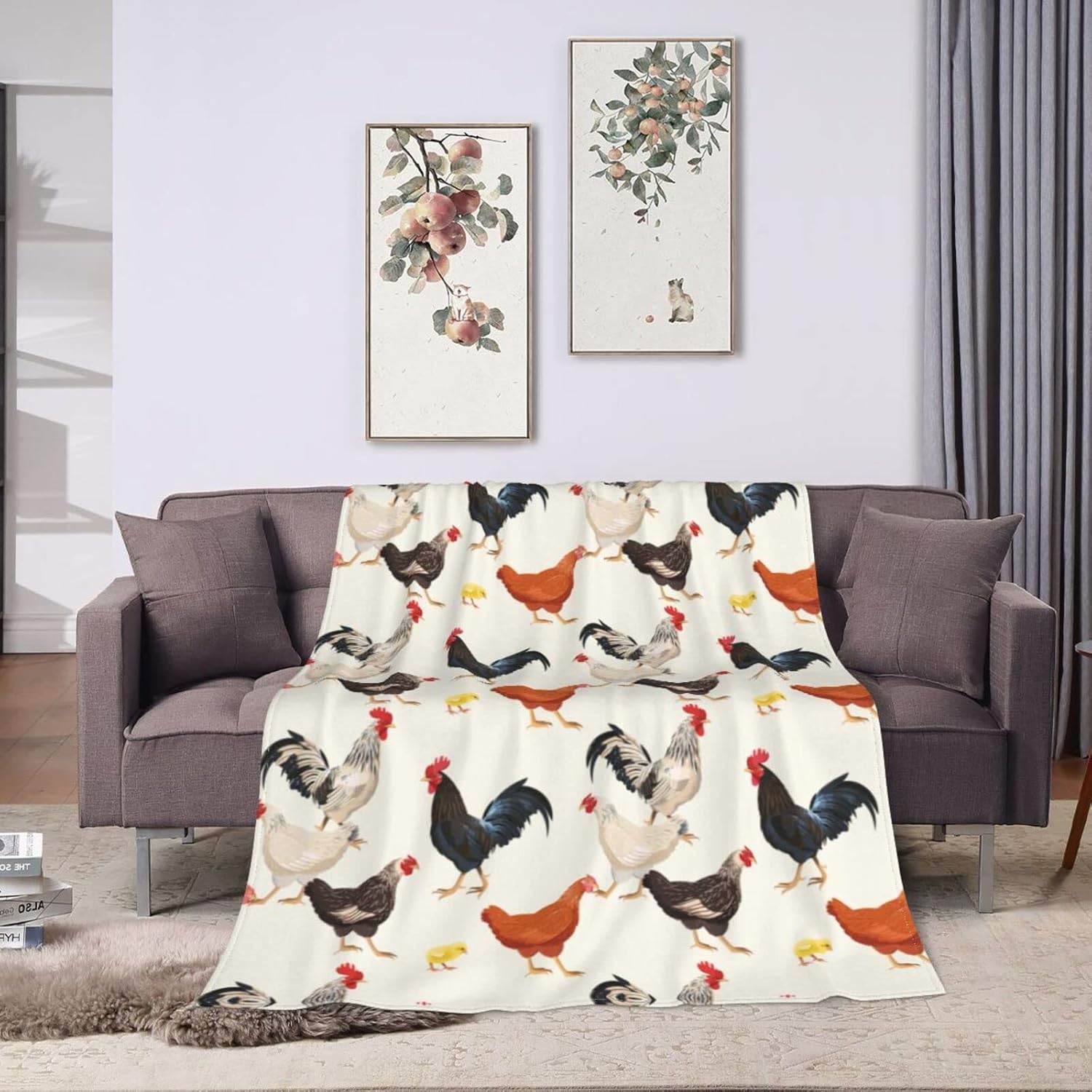 Cute Chicken Printed Blanket for Couch, Sofa and Bed Use