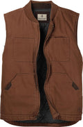 Men's Quilted Canvas Vest Zip Up - Heavy Duty Water-Repellent Finish