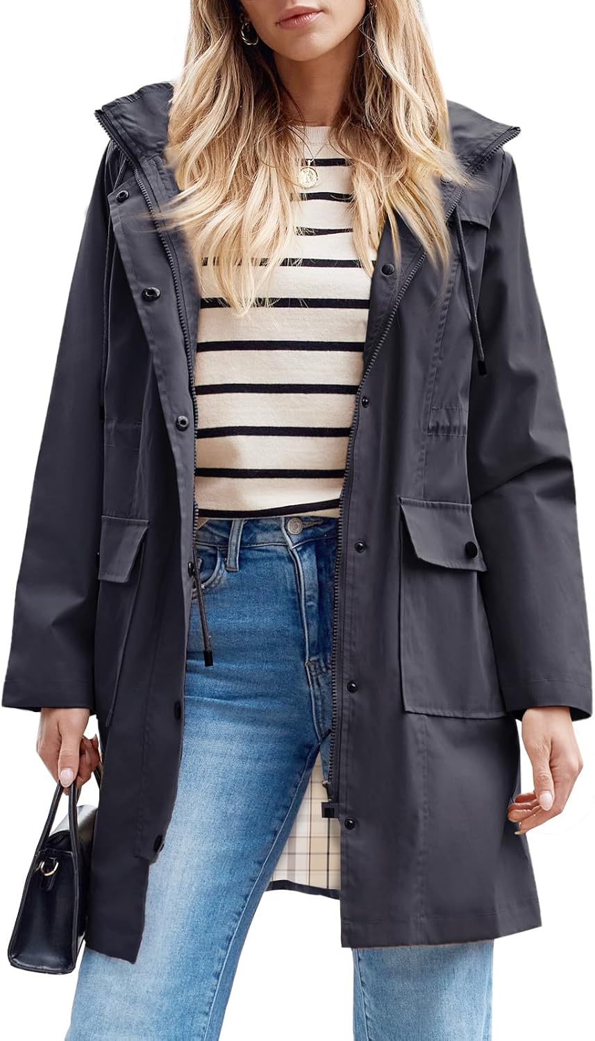 SaphiRose Women's Waterproof Rain Jacket Long Trench Coat Review